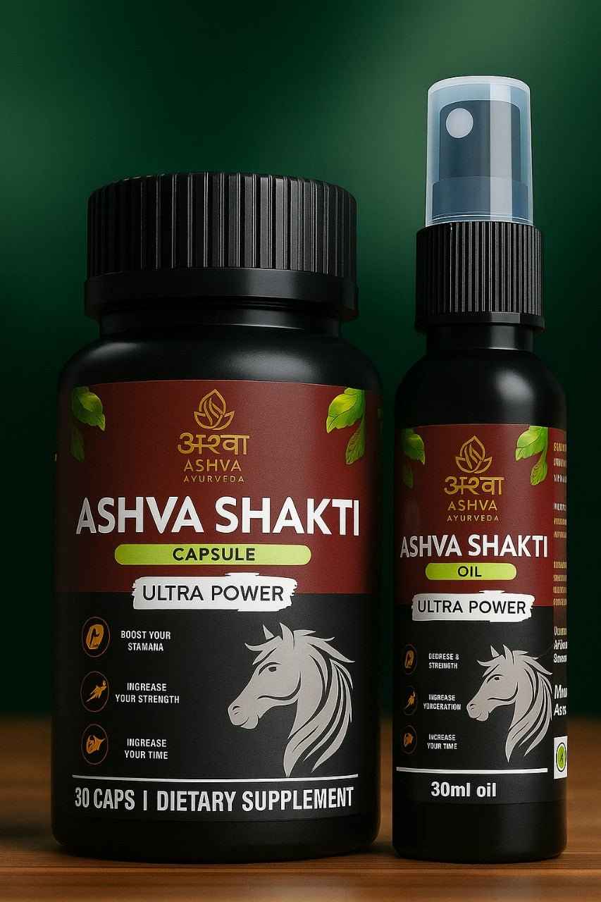 Ashva Shakti Capsules & Oil for Strength, Stamina & Energy Support | Ayurvedic Vitality Booster | Ashva Ayurveda