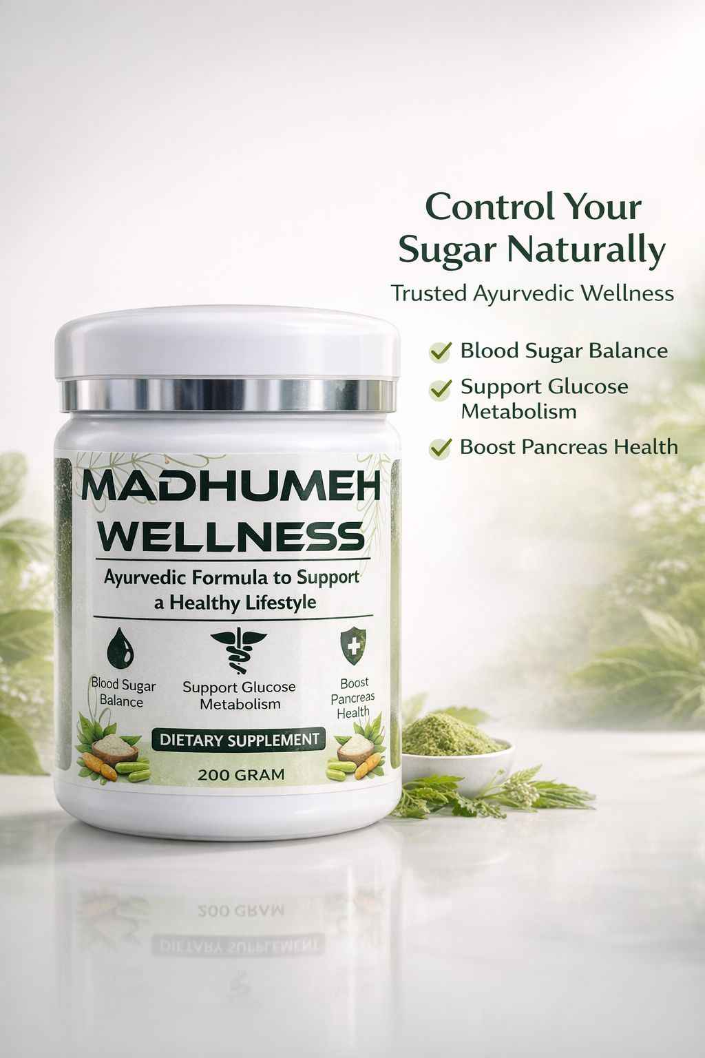 Ayurvedic Diabetes Support Powder for Blood Sugar Balance | Gudmar, Karela, Jamun | Ashva Ayurveda
