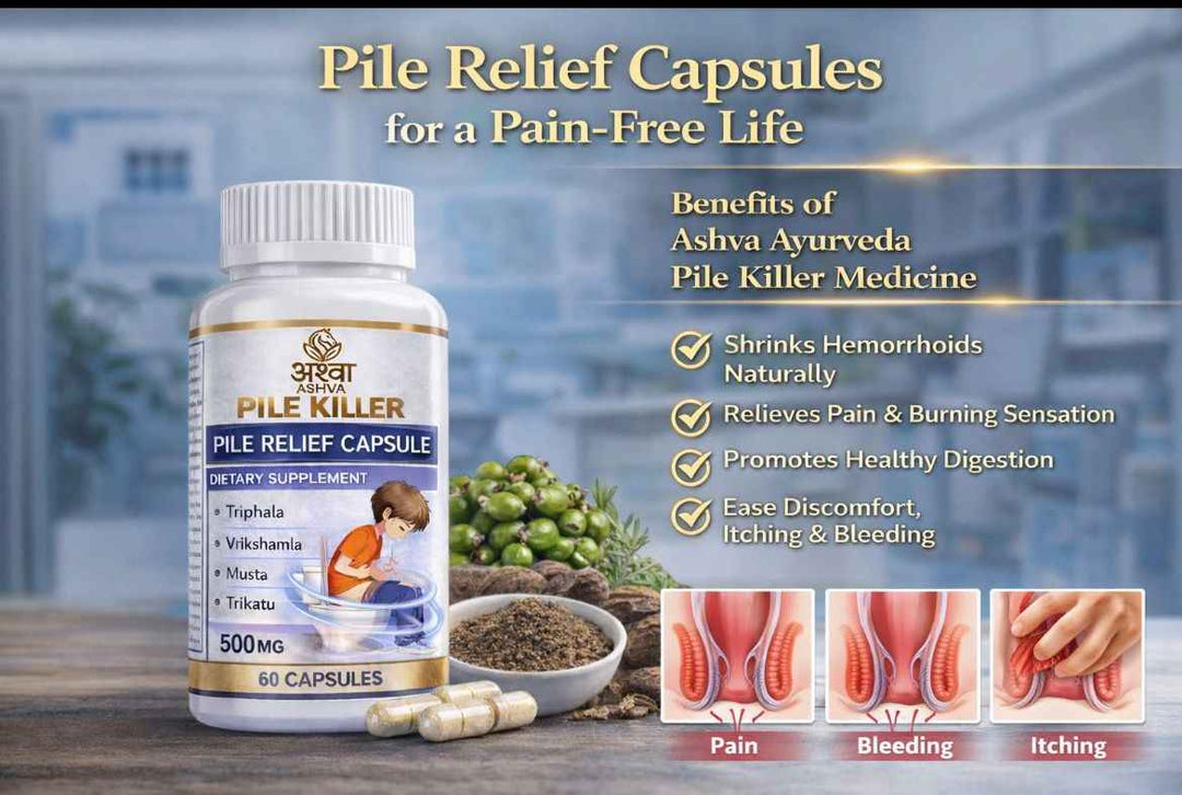 Piles Relief Ayurvedic Capsules for Hemorrhoids Support | Natural Digestive Care | Ashva Ayurveda